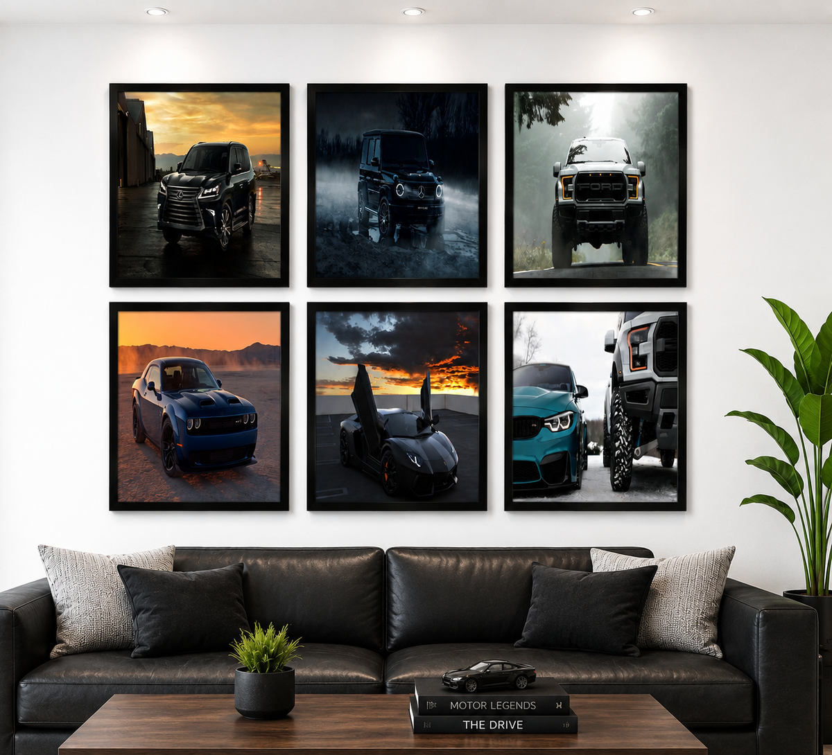 Luxury Car Wall Art Frames – Set of 6