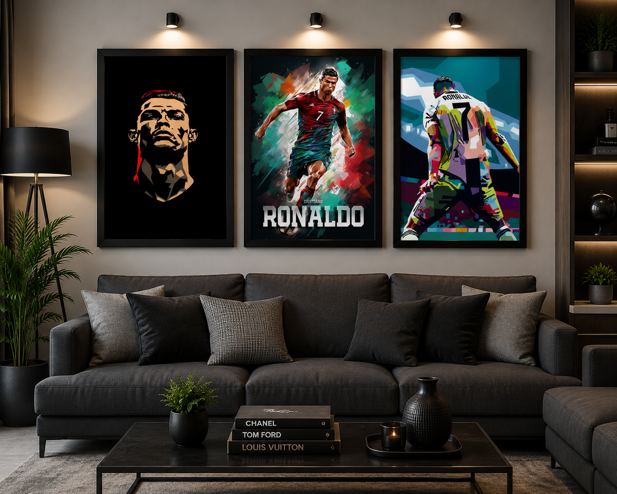 **Cristiano Ronaldo Football Wall Art – Set of 3 Frames**