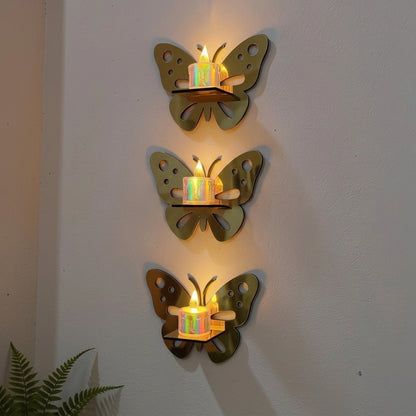 3 Butterfly Wall Shelves with 3 FREE Artificial LED Candles