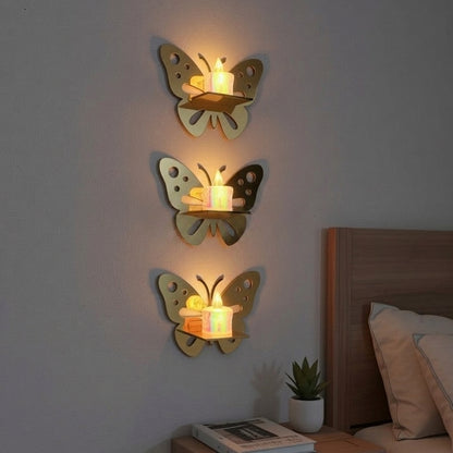 3 Butterfly Wall Shelves with 3 FREE Artificial LED Candles