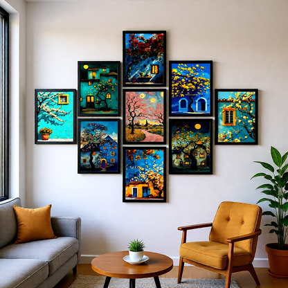 Set Of 9 Home aesthetic Frames Wall Art Home Decoration