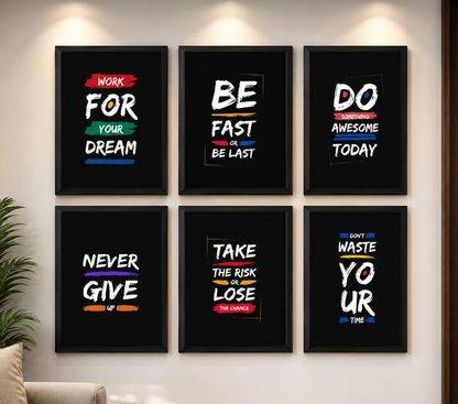 Motivational Wall Frames – Set of 6 Motivational Quote Frames