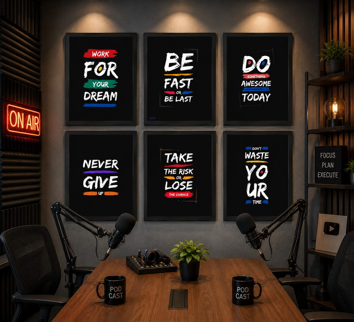 Motivational Wall Frames – Set of 6 Motivational Quote Frames