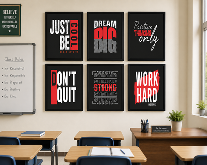 Motivational Wall Frames – Set of 6 Motivational Quote Frames