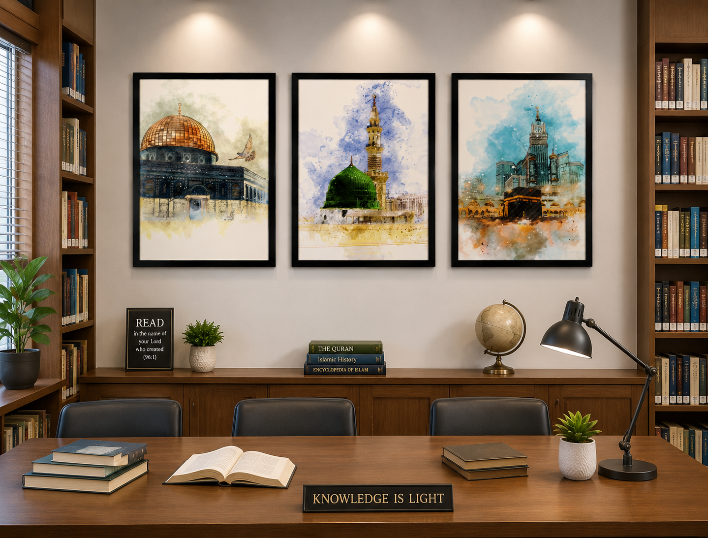 : Sacred Islamic Landmarks Wall Art – Set of 3