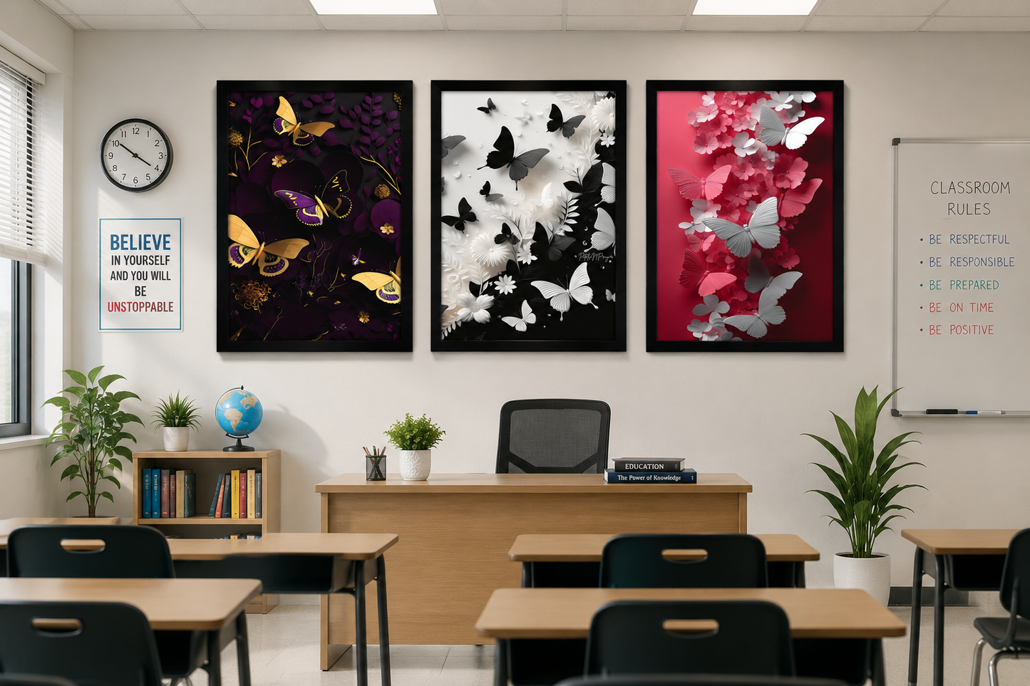 **Luxury Feather Wall Art – Set of 3 Frames**