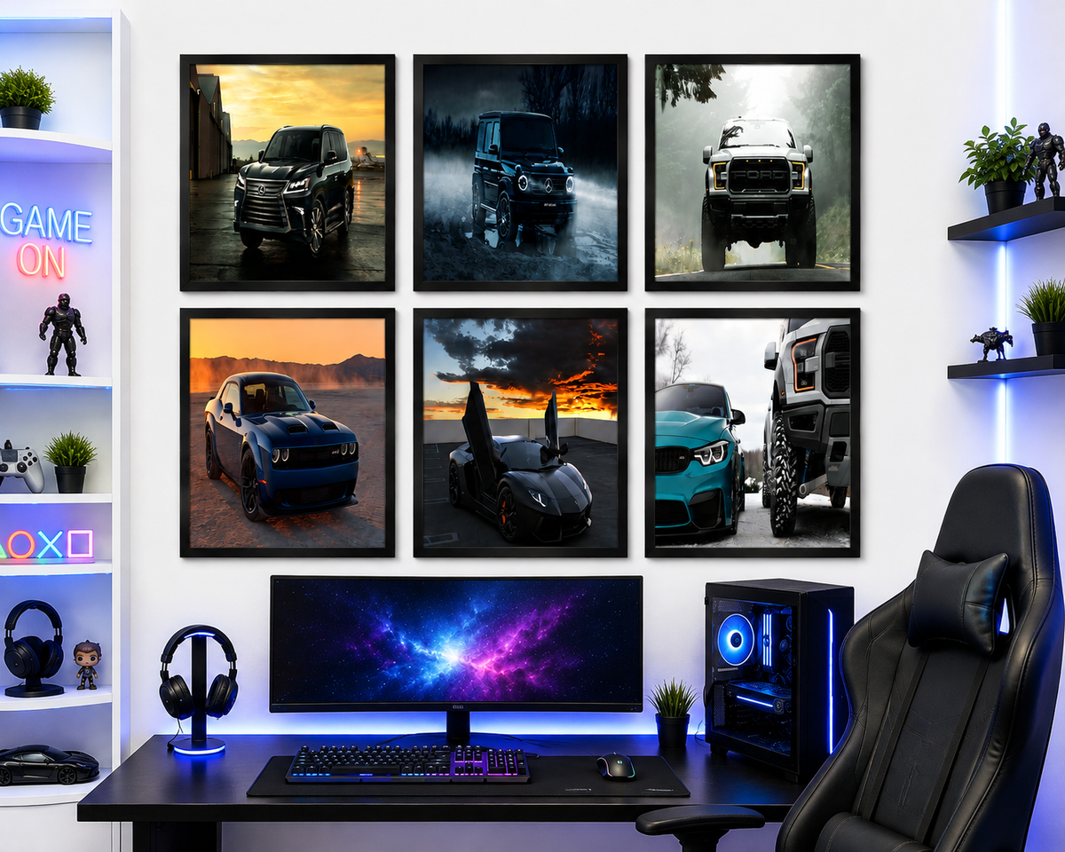 Luxury Car Wall Art Frames – Set of 6