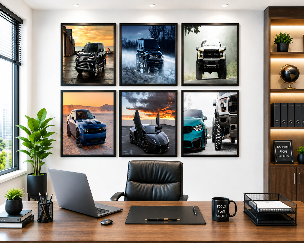 Luxury Car Wall Art Frames – Set of 6