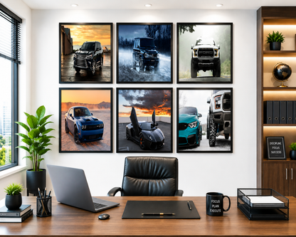 Luxury Car Wall Art Frames – Set of 6