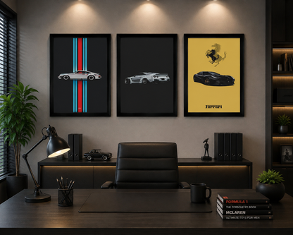 **Luxury Sports Car Wall Art – Set of 3 Frames**