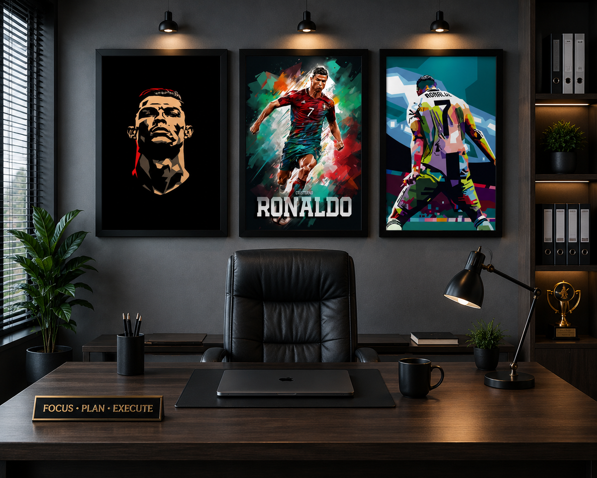**Cristiano Ronaldo Football Wall Art – Set of 3 Frames**
