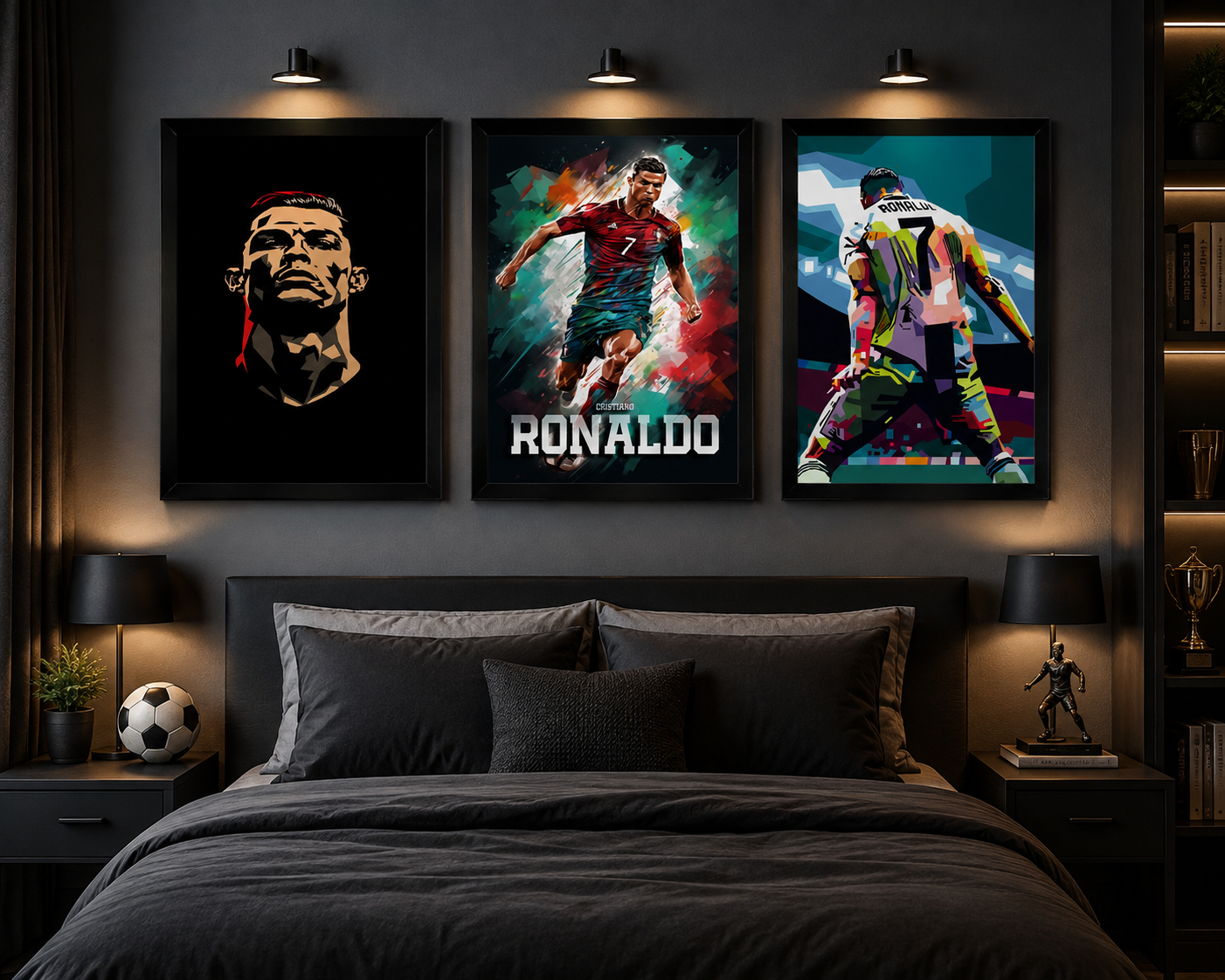 **Cristiano Ronaldo Football Wall Art – Set of 3 Frames**