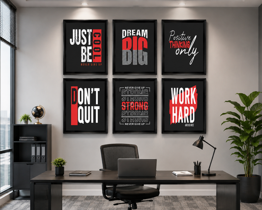 Motivational Wall Frames – Set of 6 Motivational Quote Frames