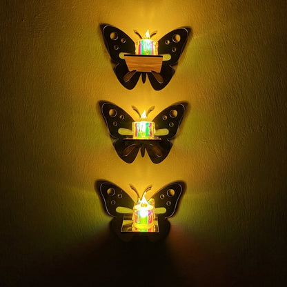 3 Butterfly Wall Shelves with 3 FREE Artificial LED Candles