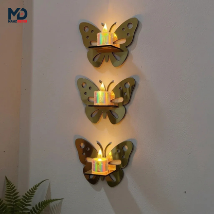 3 Butterfly Wall Shelves with 3 FREE Artificial LED Candles