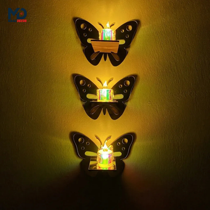 3 Butterfly Wall Shelves with 3 FREE Artificial LED Candles