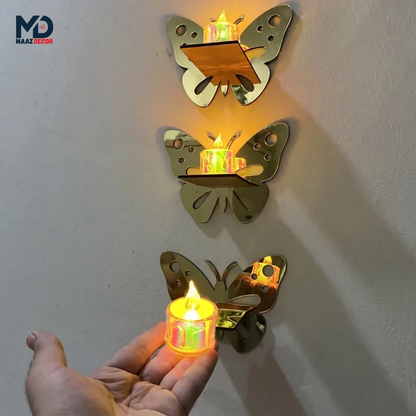 3 Butterfly Wall Shelves with 3 FREE Artificial LED Candles