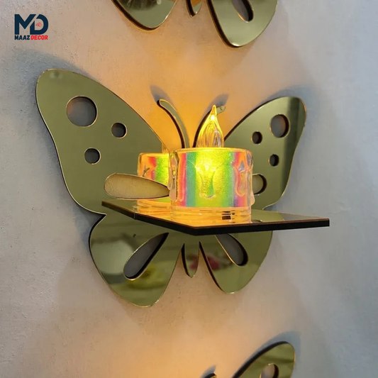 3 Butterfly Wall Shelves with 3 FREE Artificial LED Candles
